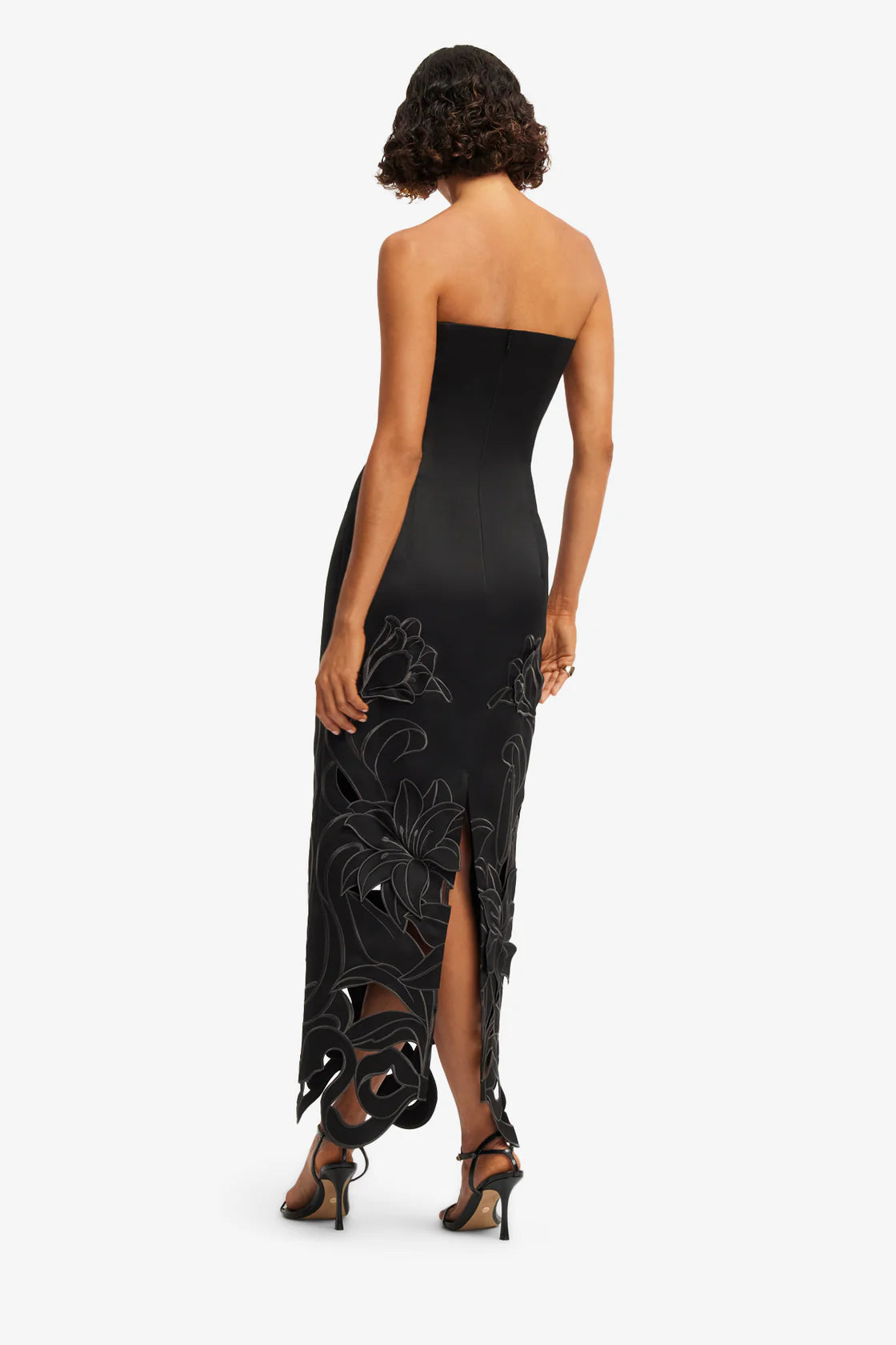 Leo Lin Rayna Appliqué Bustier Maxi Dress  - Lily in Ebony