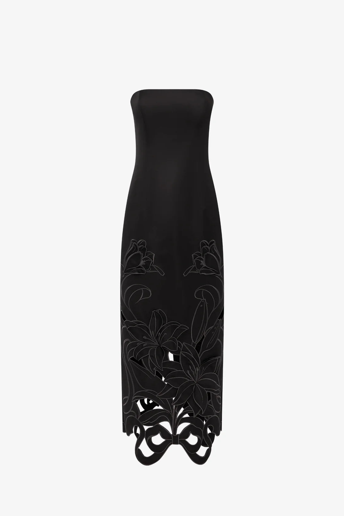 Leo Lin Rayna Appliqué Bustier Maxi Dress  - Lily in Ebony
