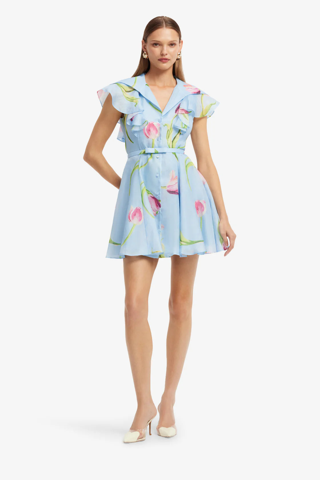 Leo Lin Isla Mini Dress - Tulip Print in Blue