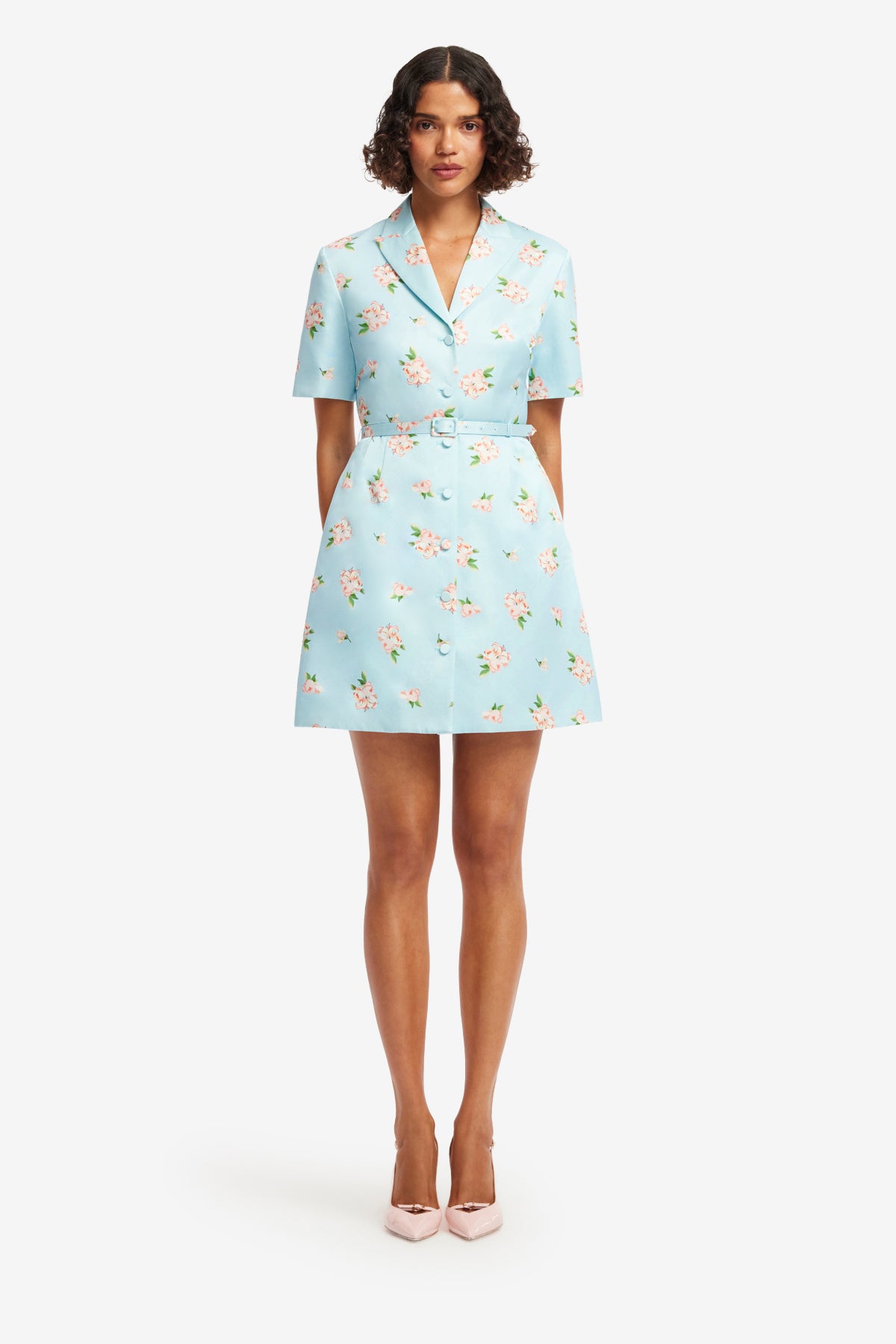 Leo Lin Brigitte Mini Dress - Tulip Print in Blue
