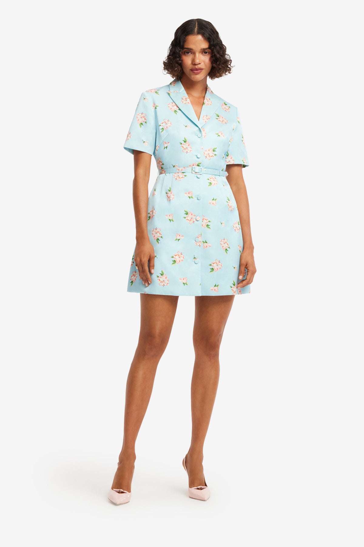 Leo Lin Brigitte Mini Dress - Tulip Print in Blue
