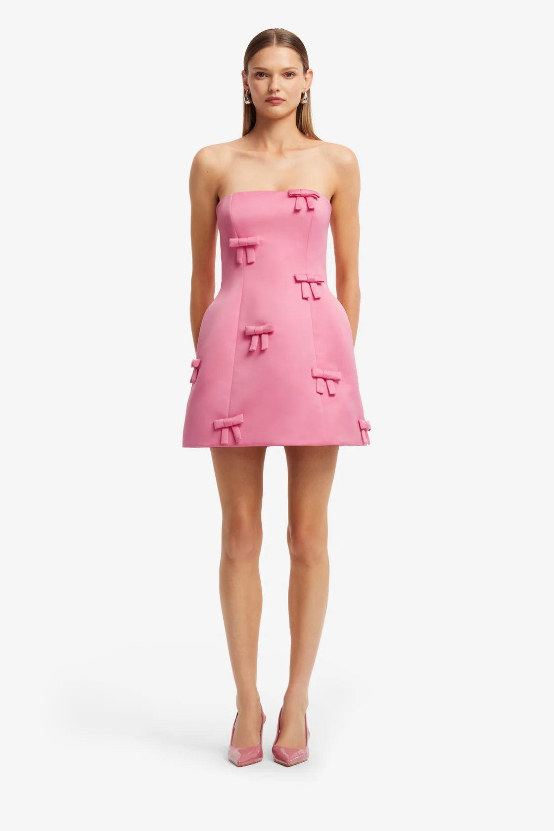 Leo Lin Roselle Bow Mini Dress - Fuchsia