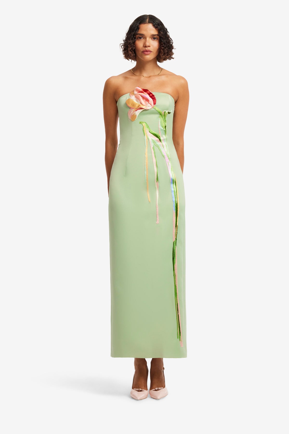 Leo Lin Marilyn Cutout Bustier Maxi Dress - Tulip Print in Green