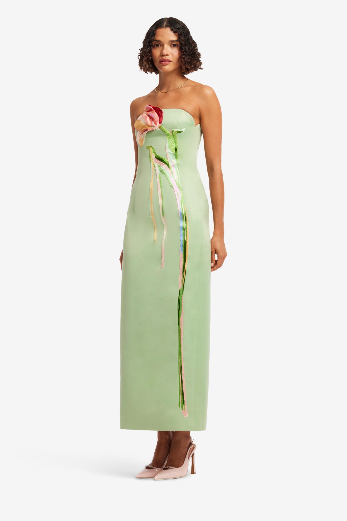 Leo Lin Marilyn Cutout Bustier Maxi Dress - Tulip Print in Green