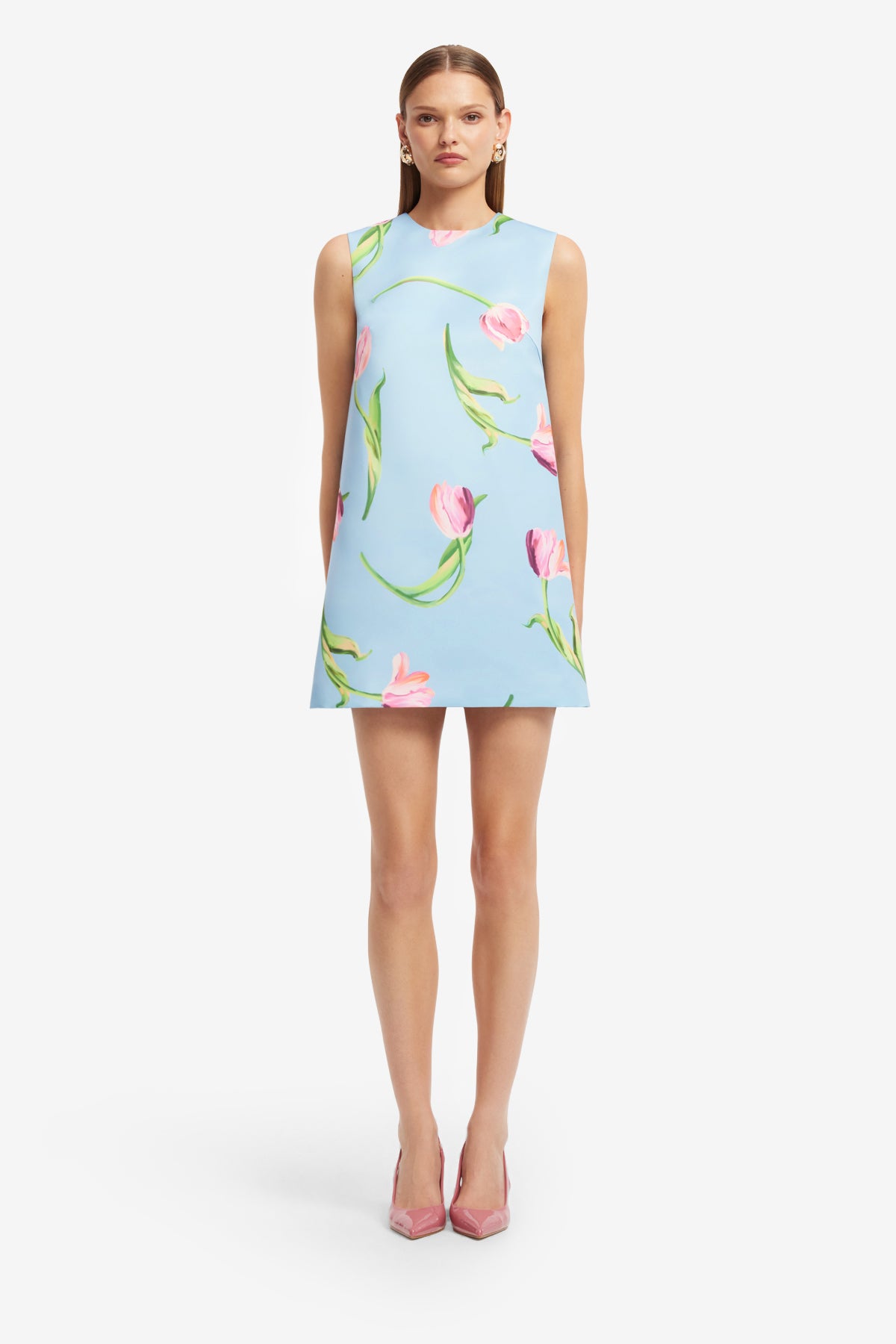 Leo Lin Yvonne Mini Dress - Tulip Print in Blue