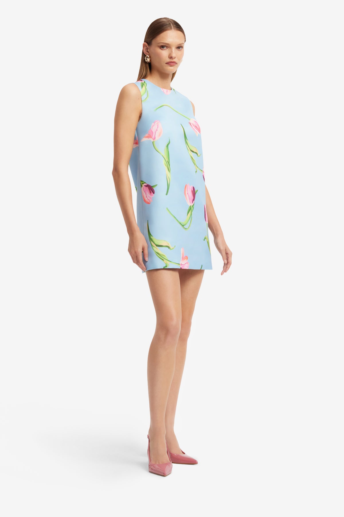 Leo Lin Yvonne Mini Dress - Tulip Print in Blue