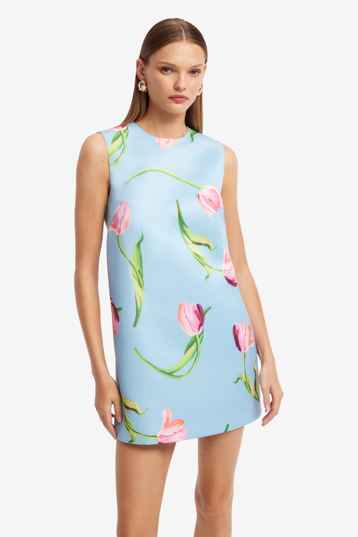 Leo Lin Yvonne Mini Dress - Tulip Print in Blue