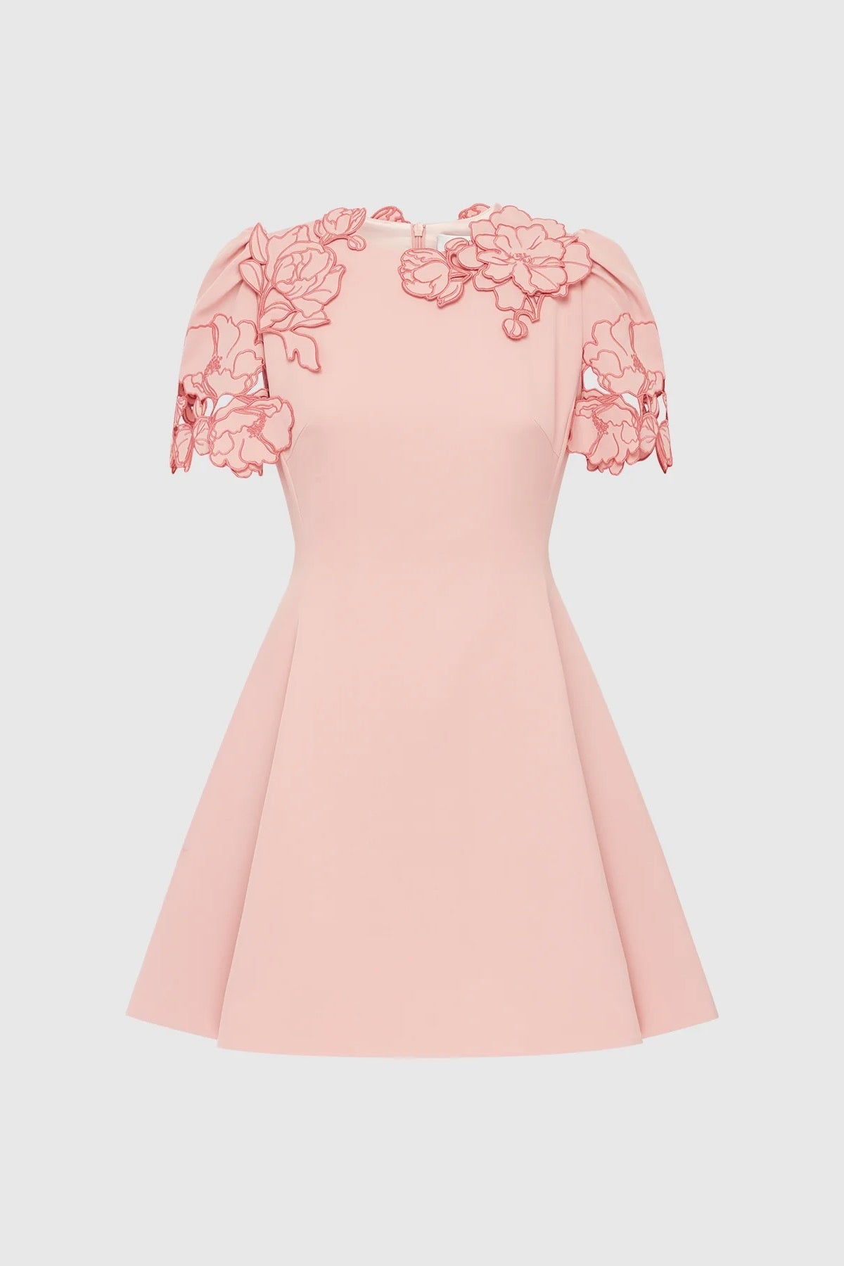 Leo Lin Elyse Appliqué Short Sleeve Mini Dress Light Pink