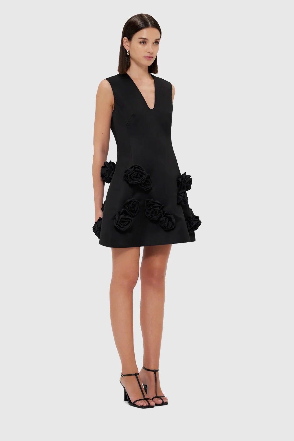 Leo Lin Briana V Neck Mini Dress - Ebony