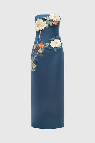 Leo Lin Rayna Appliqué Floral Bustier Maxi Dress - Pear Blossom