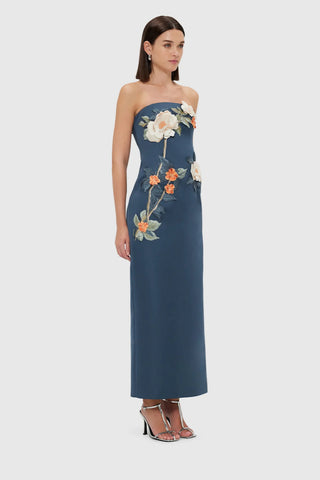 Leo Lin Rayna Appliqué Floral Bustier Maxi Dress - Pear Blossom