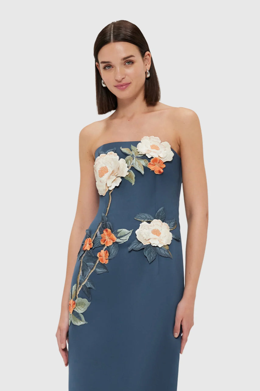 Leo Lin Rayna Appliqué Floral Bustier Maxi Dress - Pear Blossom