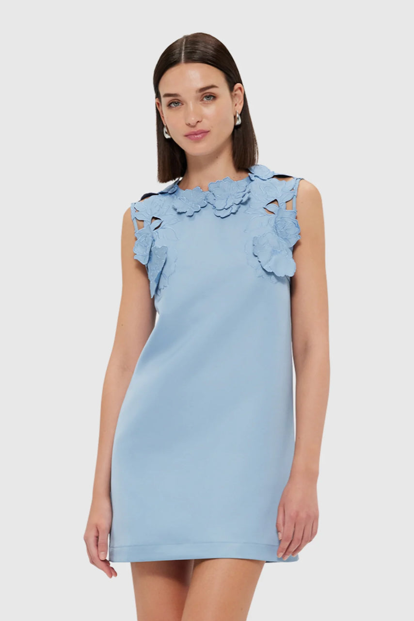 Leo Lin Blair Appliqu Mini Dress - Powder Blue - Dress Hire AU Leo Lin Blair Appliqu Mini Dress - Powder Blue - Dress Hire AU