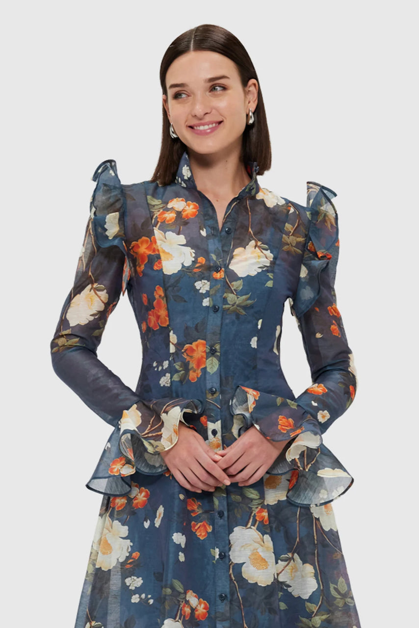 Leo Lin Katrina Butterfly Sleeve Midi Dress - Pear Blossom Print - Dress Hire AU Leo Lin Katrina Butterfly Sleeve Midi Dress - Pear Blossom Print - Dress Hire AU