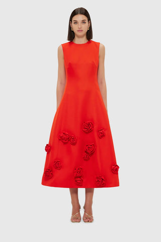 Leo Lin Cleo Sleeveless Midi Dress - Scarlet
