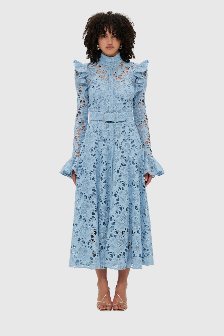Leo Lin Aliyah Lace Butterfly Sleeve Midi Dress - Powder Blue - Dress Hire AU Leo Lin Aliyah Lace Butterfly Sleeve Midi Dress - Powder Blue - Dress Hire AU