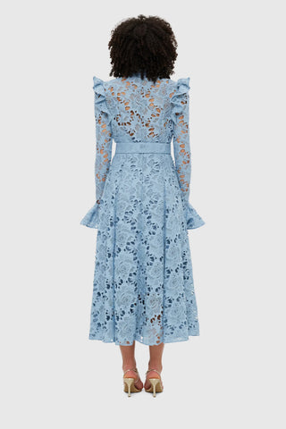 Leo Lin Aliyah Lace Butterfly Sleeve Midi Dress - Powder Blue
