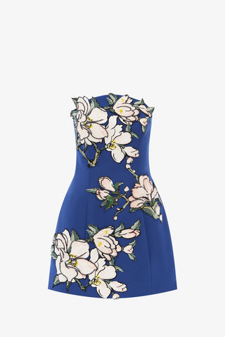 Leo Lin Zaria Appliqué Bustier Mini Dress - Midnight Blue