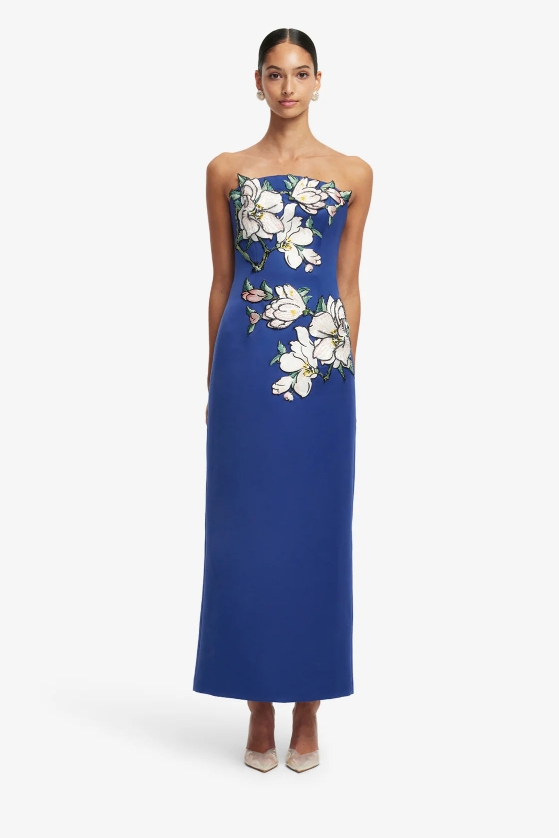 Leo Lin Ava Appliqué Bustier Maxi Dress - Midnight Magnolia Print