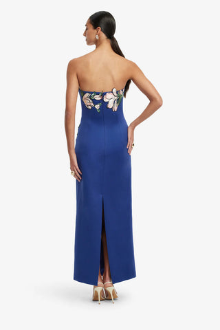 Leo Lin Ava Appliqué Bustier Maxi Dress - Midnight Magnolia Print