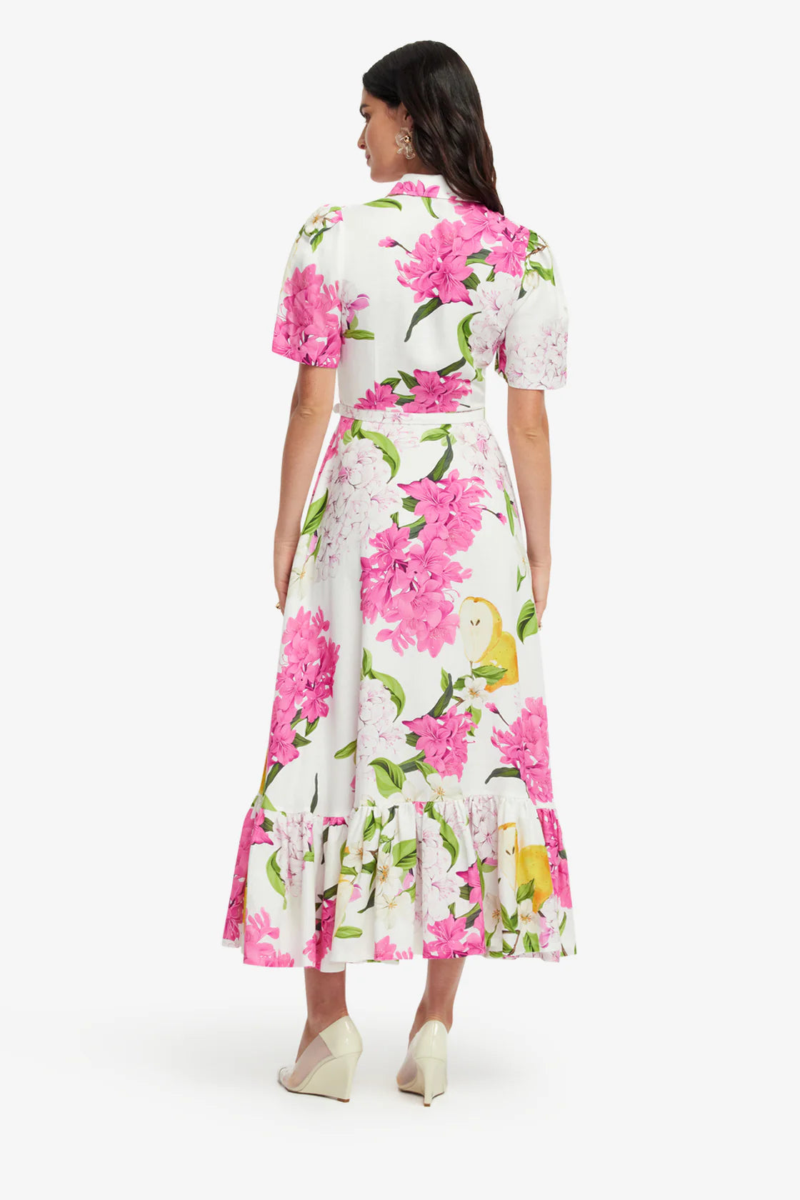Leo Lin Becca Short Sleeve Midi Dress - Floral Pear Print