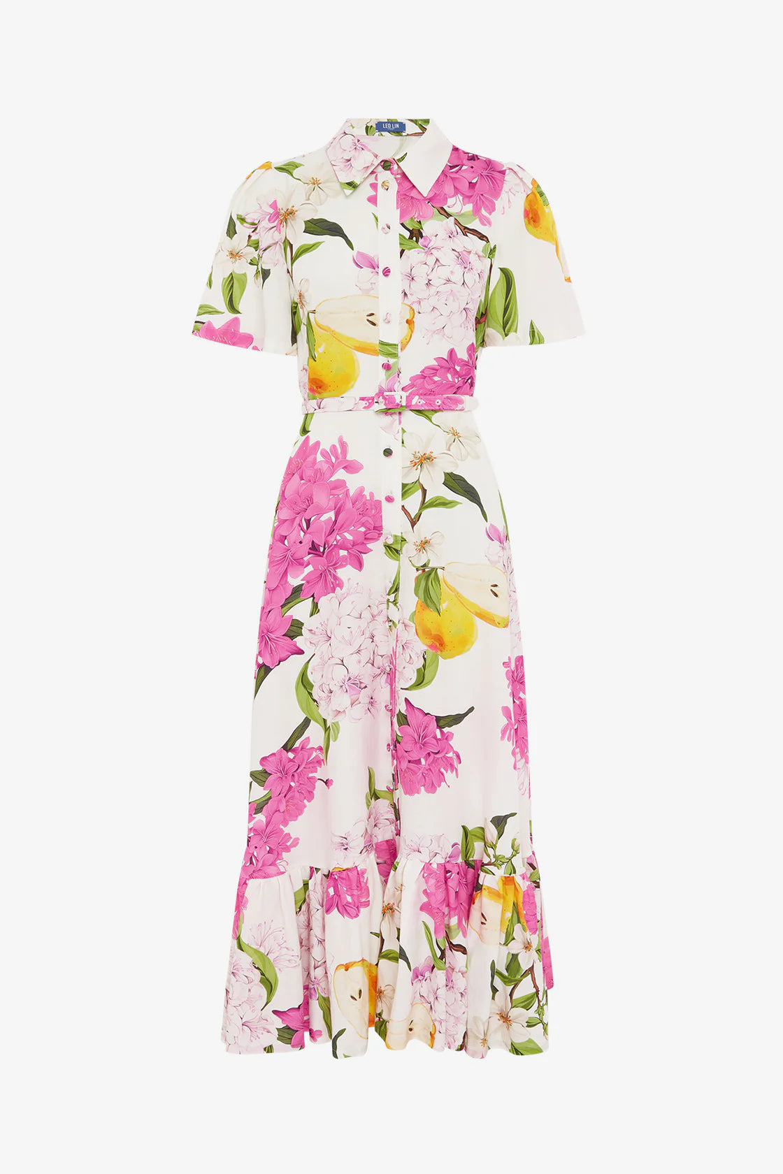 Leo Lin Becca Short Sleeve Midi Dress - Floral Pear Print