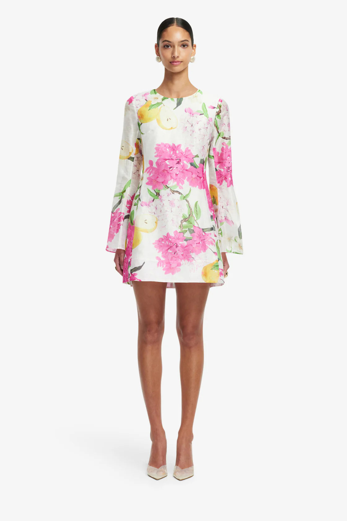 Leo Lin Suzanne Bell Sleeve Mini Dress - Floral Pear Print