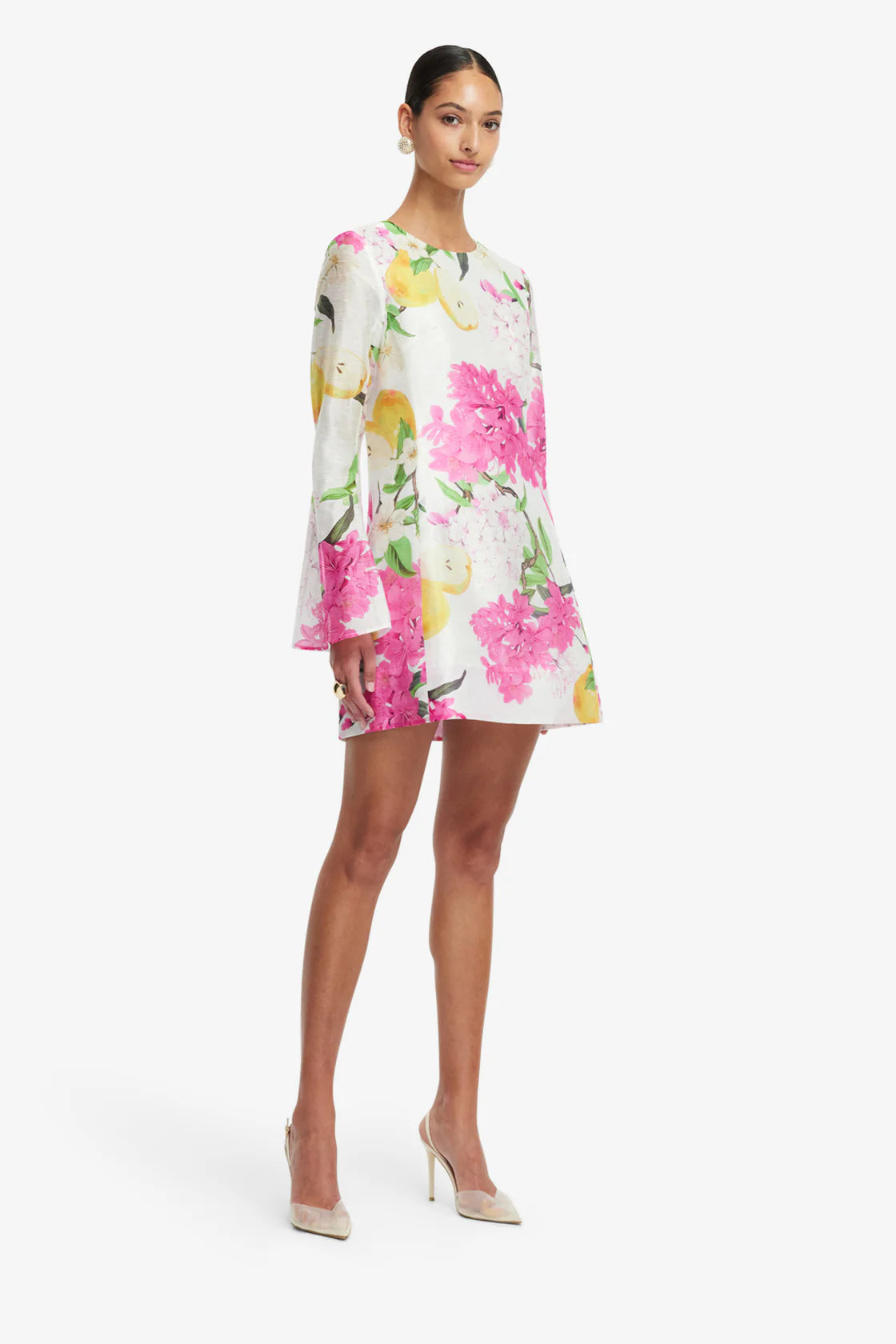 Leo Lin Suzanne Bell Sleeve Mini Dress - Floral Pear Print