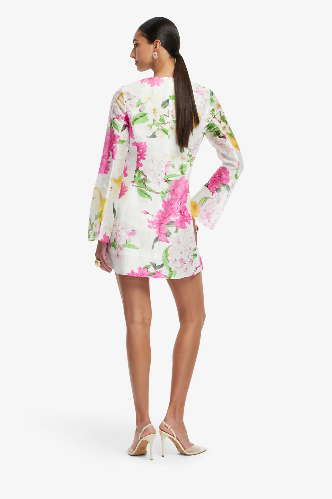 Leo Lin Suzanne Bell Sleeve Mini Dress - Floral Pear Print