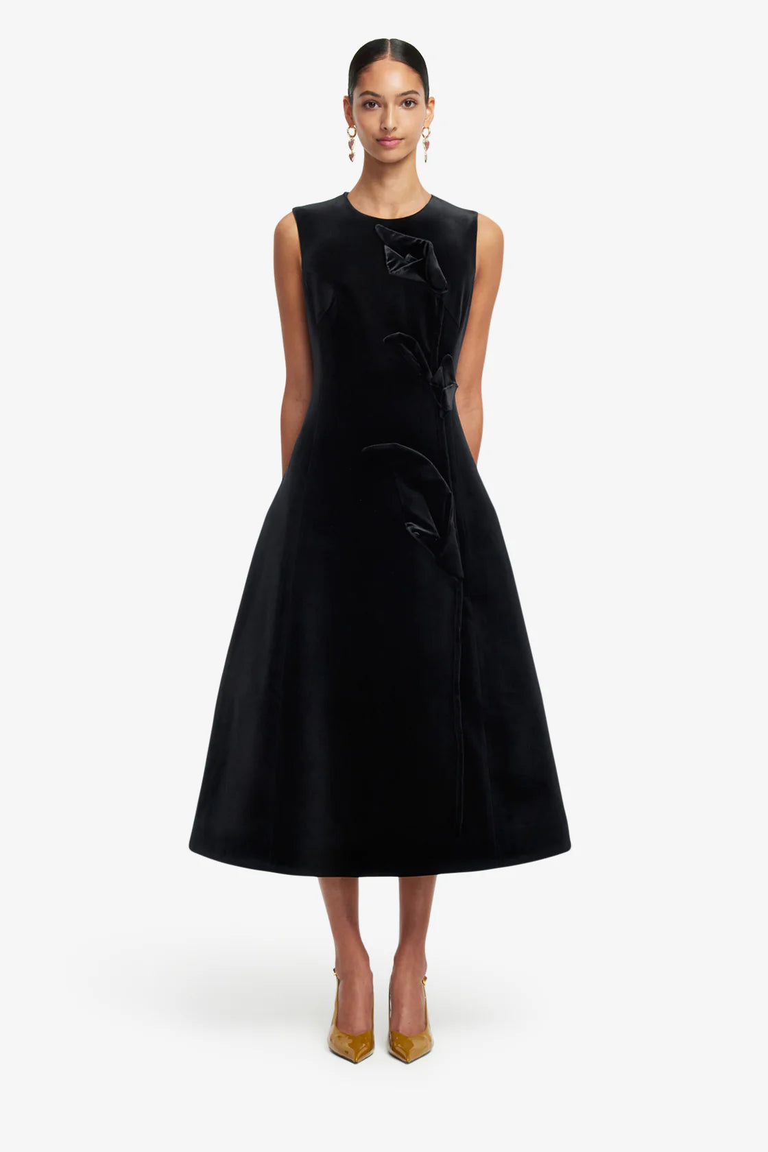 Leo Lin Cleo Velvet Sleeveless Midi Dress - Ebony