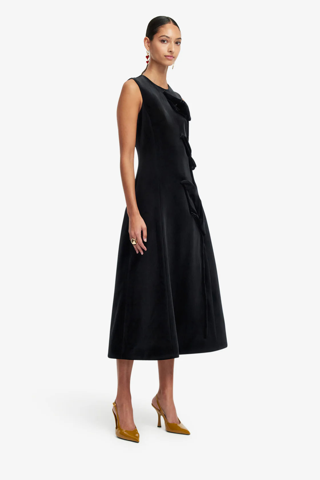 Leo Lin Cleo Velvet Sleeveless Midi Dress - Ebony