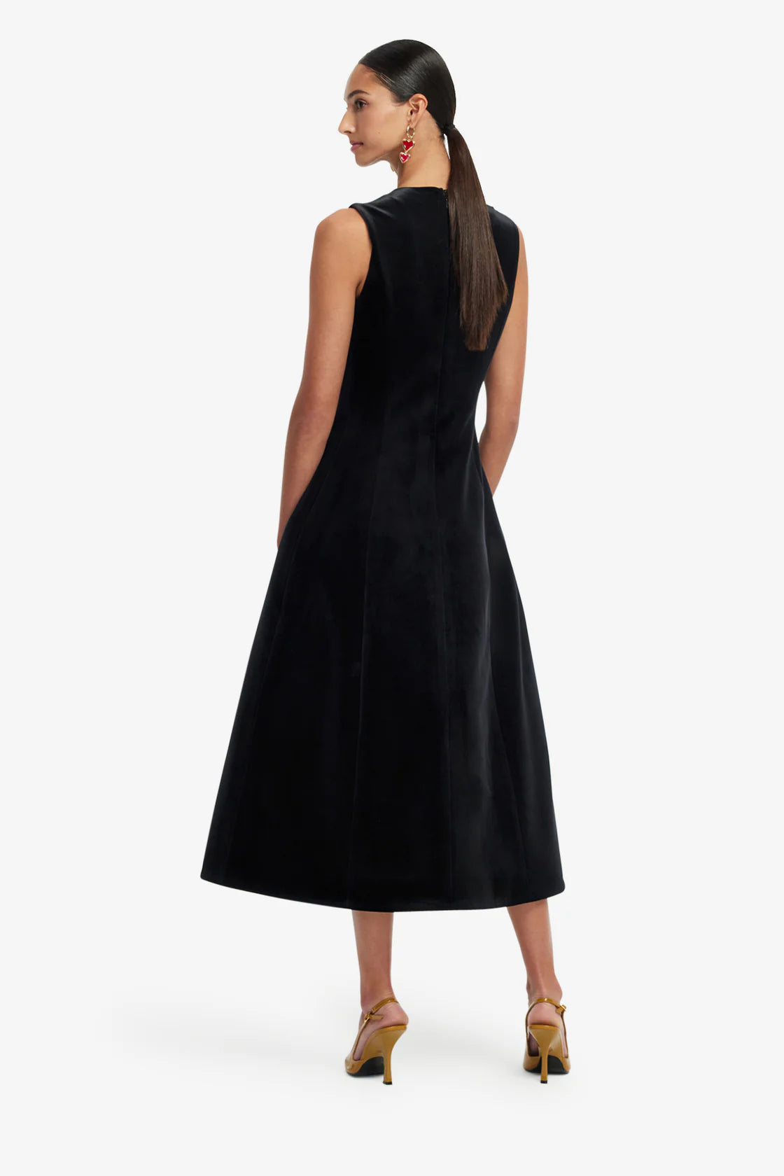 Leo Lin Cleo Velvet Sleeveless Midi Dress - Ebony