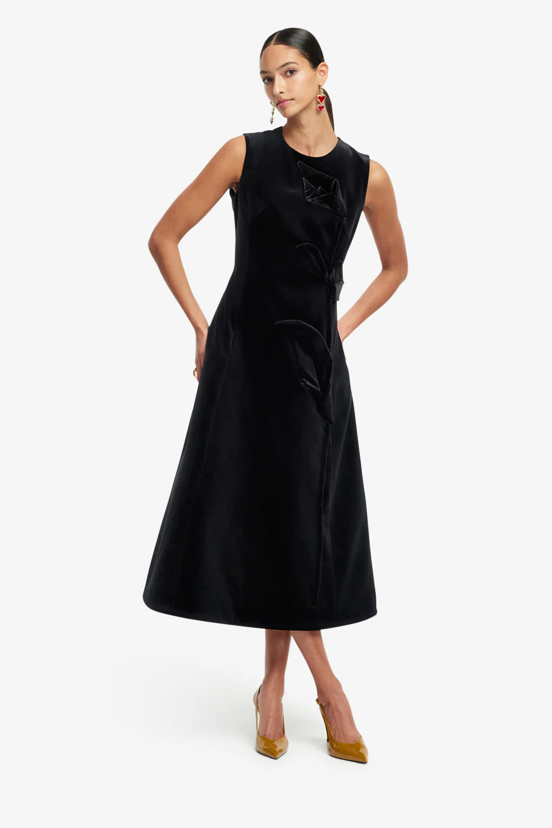 Leo Lin Cleo Velvet Sleeveless Midi Dress - Ebony