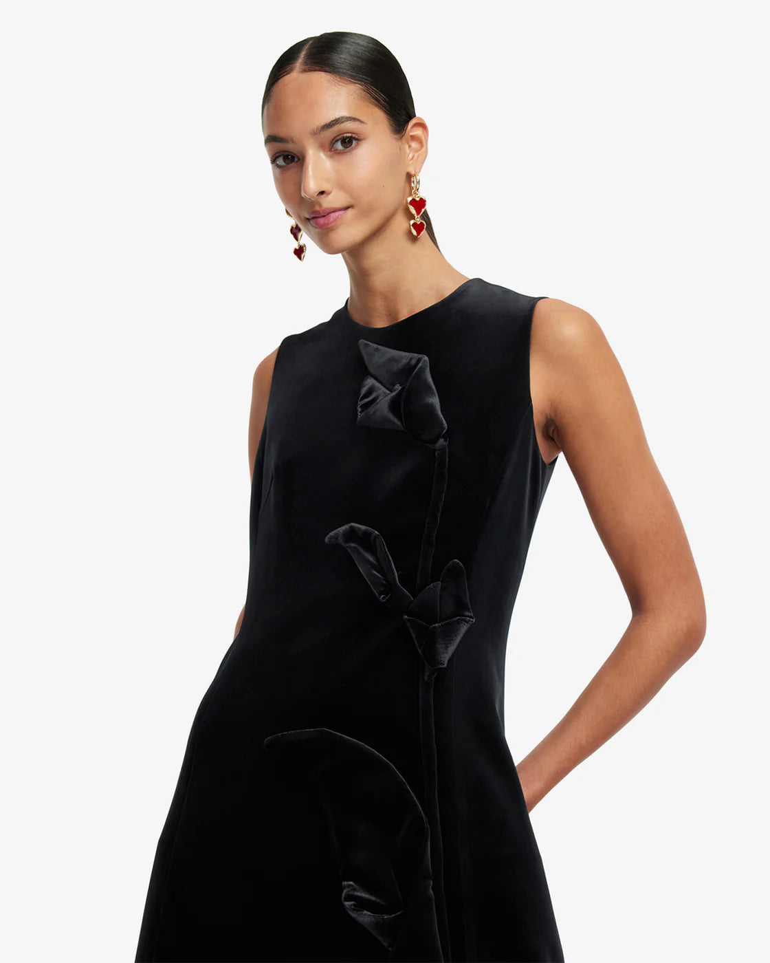Leo Lin Cleo Velvet Sleeveless Midi Dress - Ebony