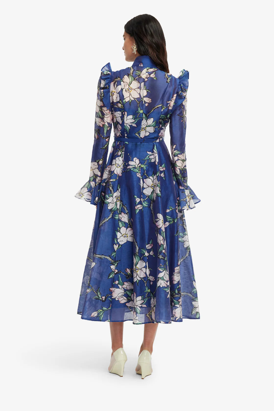 Leo Lin Katrina Butterfly Sleeve Midi Dress - Midnight Magnolia Print