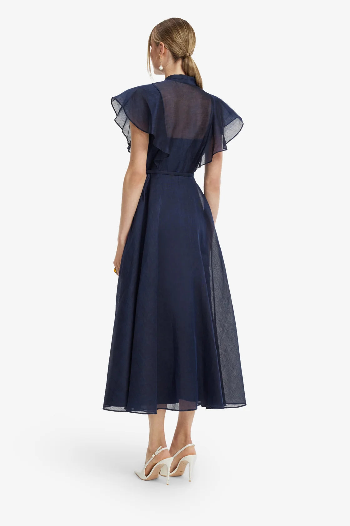 Leo Lin Elsie Flutter Sleeve Midi Dress - Midnight