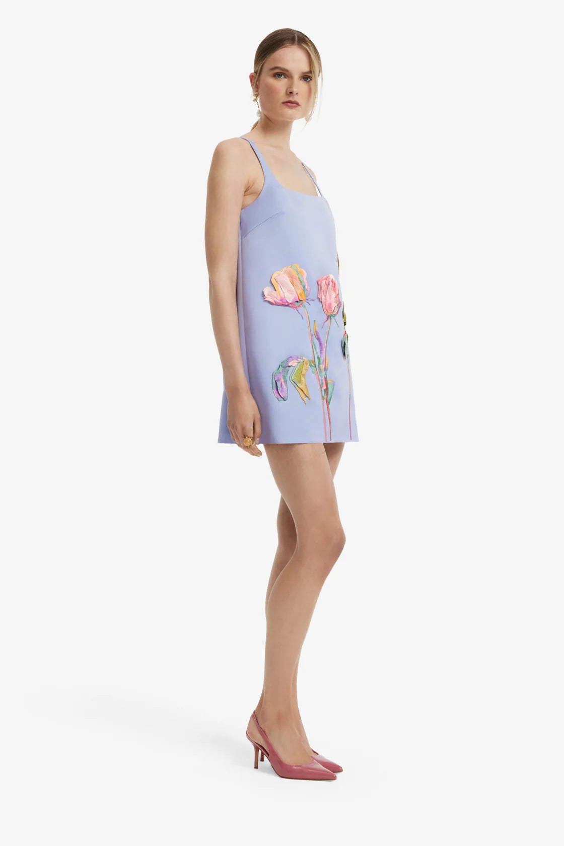 Leo Lin Mila Embroidered Mini Dress - Rose in Periwinkle
