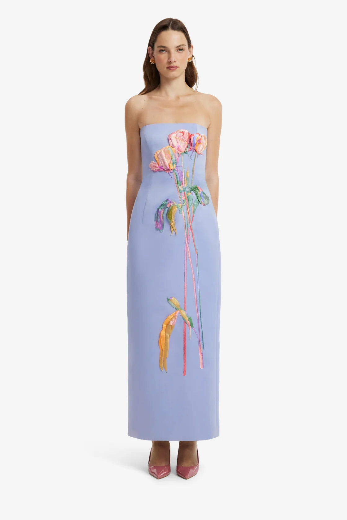 Leo Lin Rayna Embroidered Bustier Maxi Dress - Rose in Periwinkle