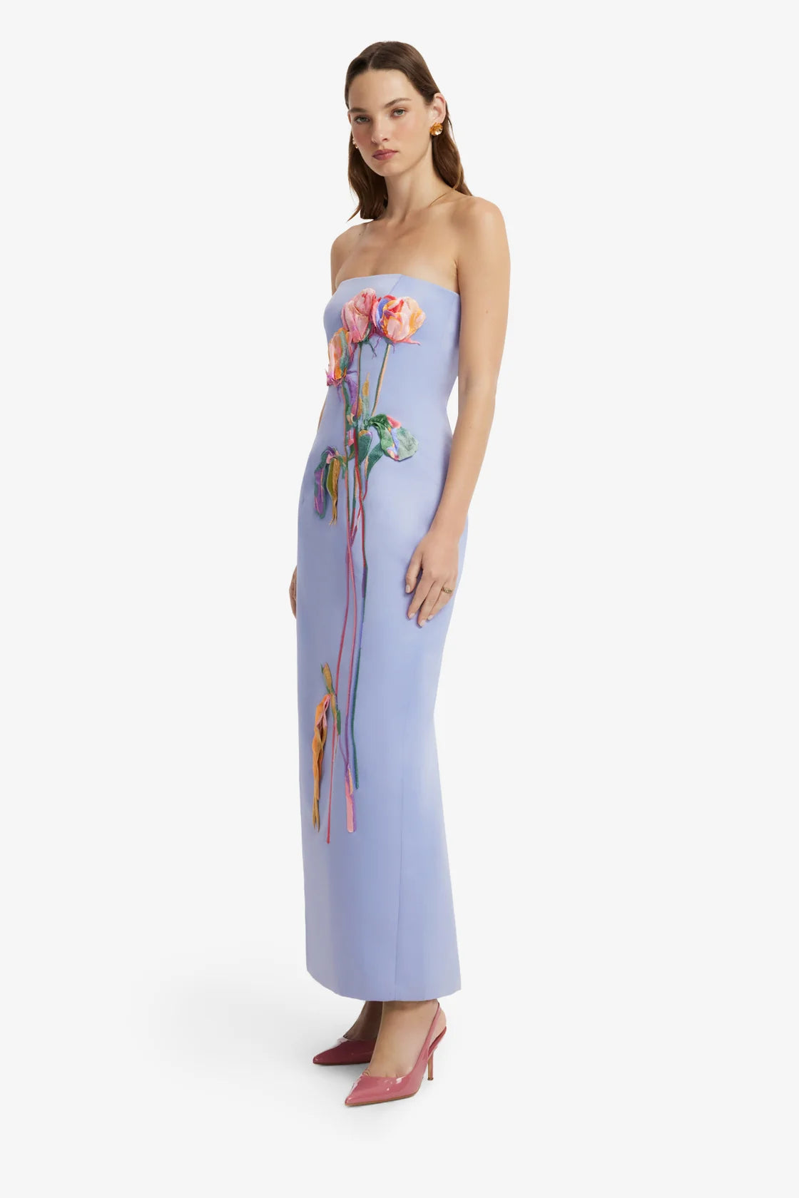 Leo Lin Rayna Embroidered Bustier Maxi Dress - Rose in Periwinkle