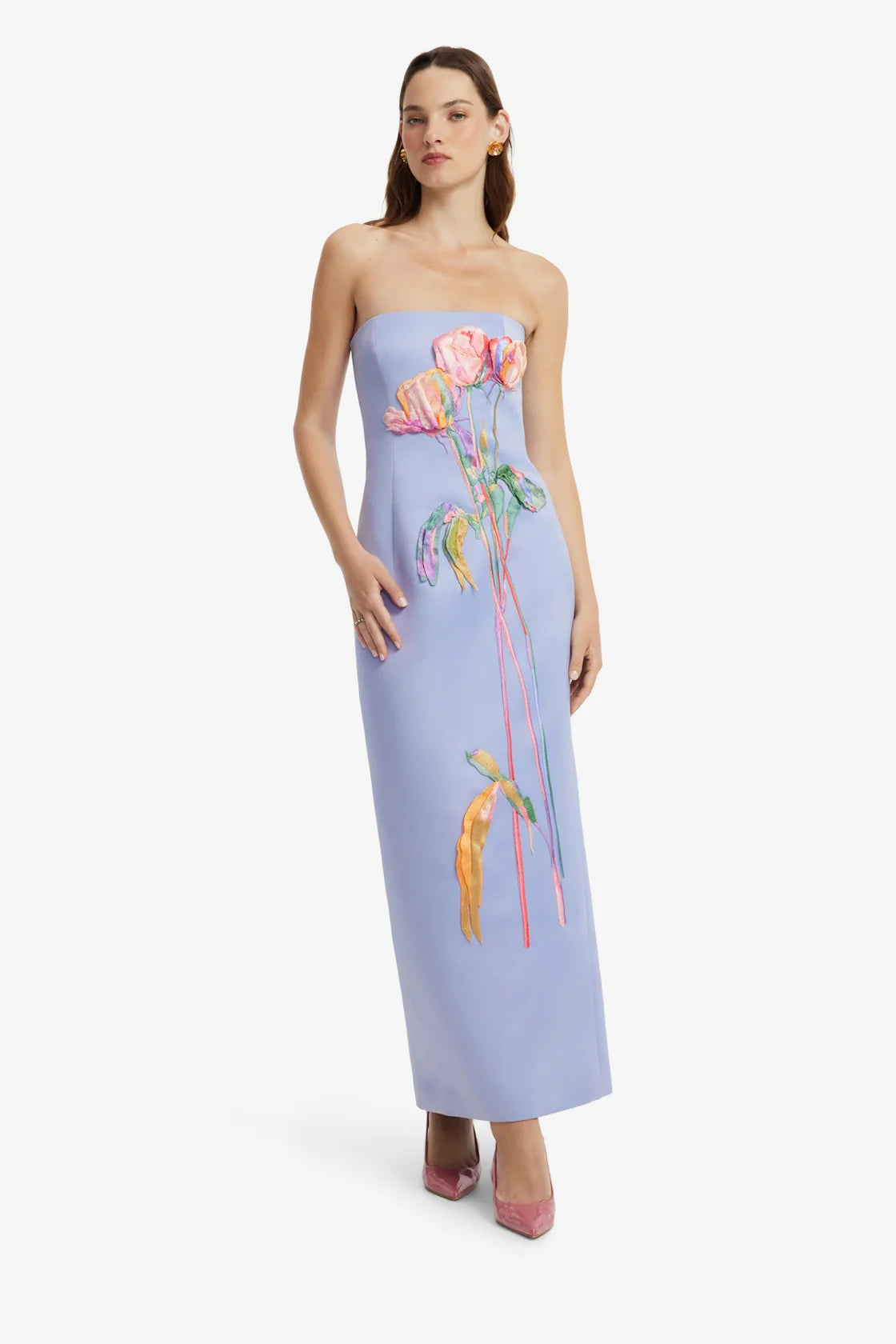 Leo Lin Rayna Embroidered Bustier Maxi Dress - Rose in Periwinkle