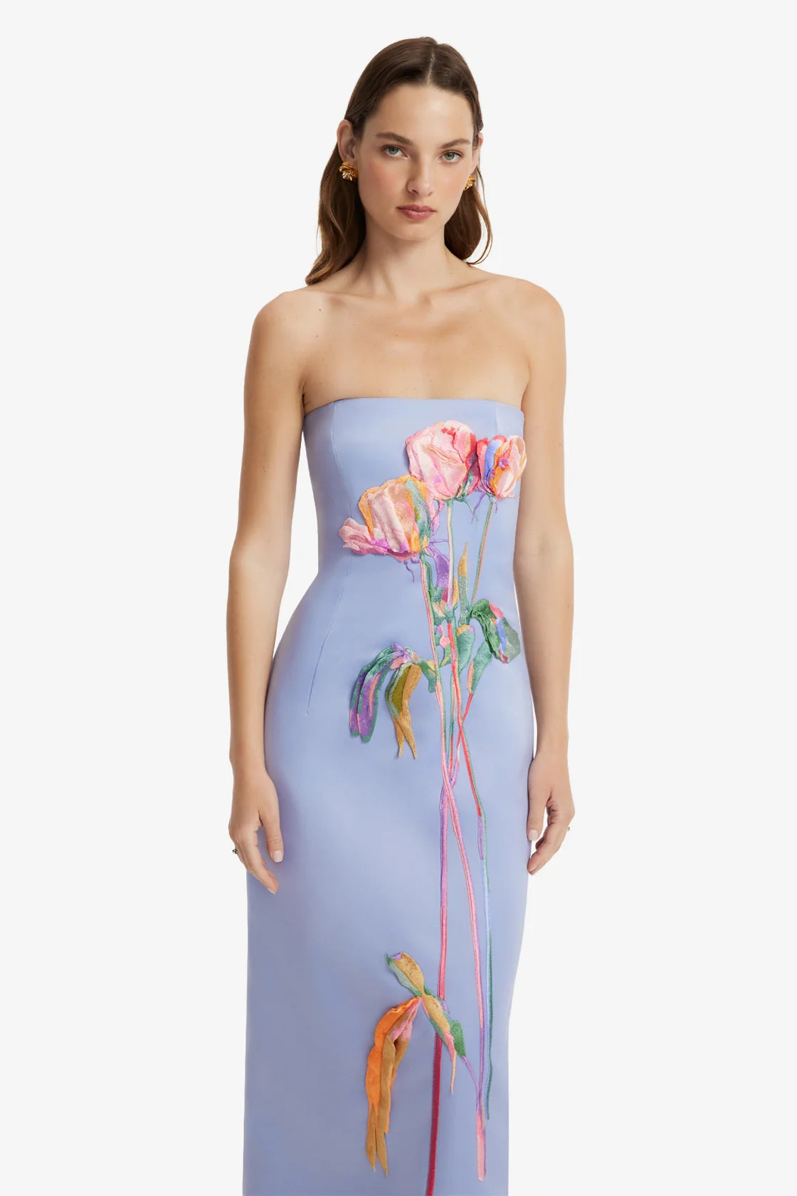 Leo Lin Rayna Embroidered Bustier Maxi Dress - Rose in Periwinkle