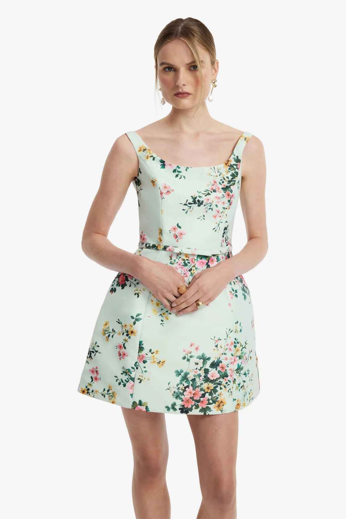 Leo Lin Lyra Mini Dress - Posy Print in Mint