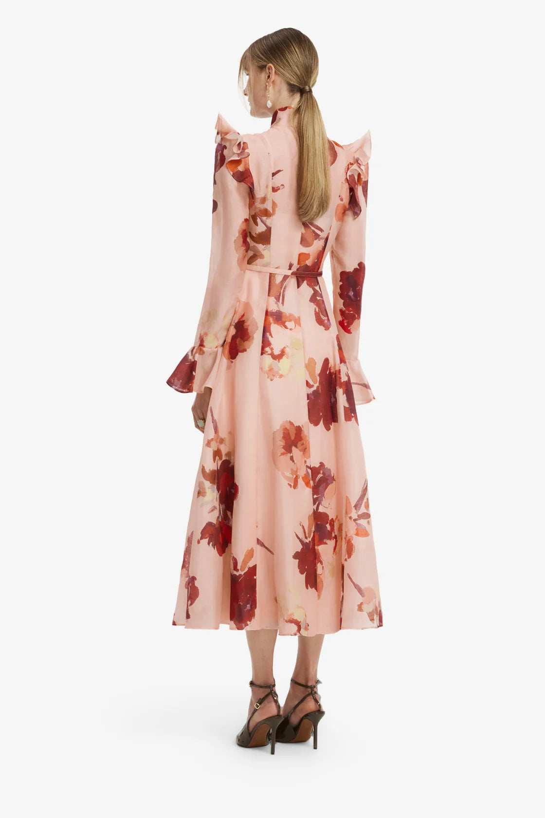 Leo Lin Katrina Butterfly Sleeve Midi Dress - Reverie Print in Nectar