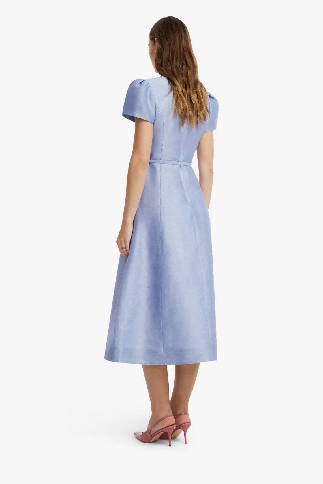 Leo Lin Marguerite Short Sleeve Midi Dress - Rose in Periwinkle