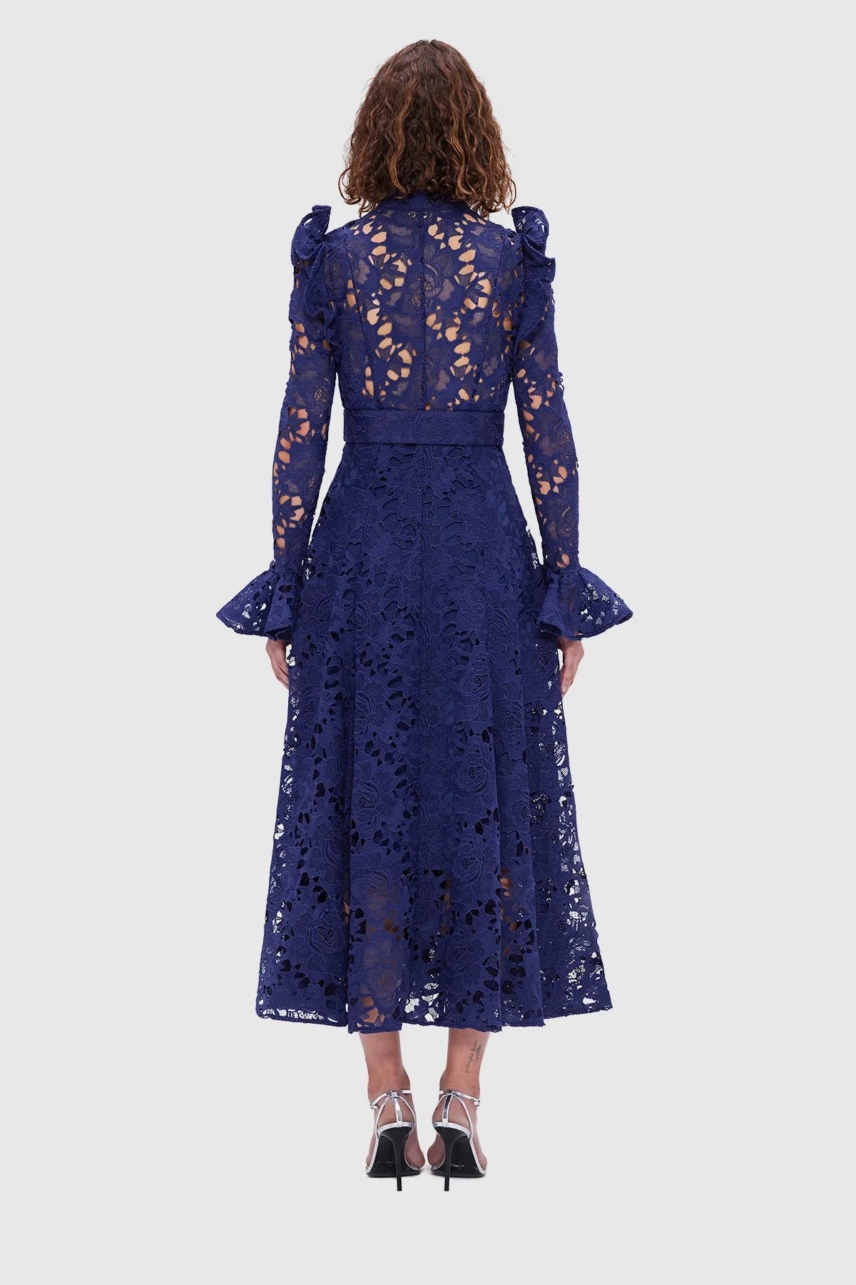 Leo Lin Aliyah Lace Butterfly Sleeve Midi Dress - Oxford Blue - Dress Hire AU Leo Lin Aliyah Lace Butterfly Sleeve Midi Dress - Oxford Blue - Dress Hire AU