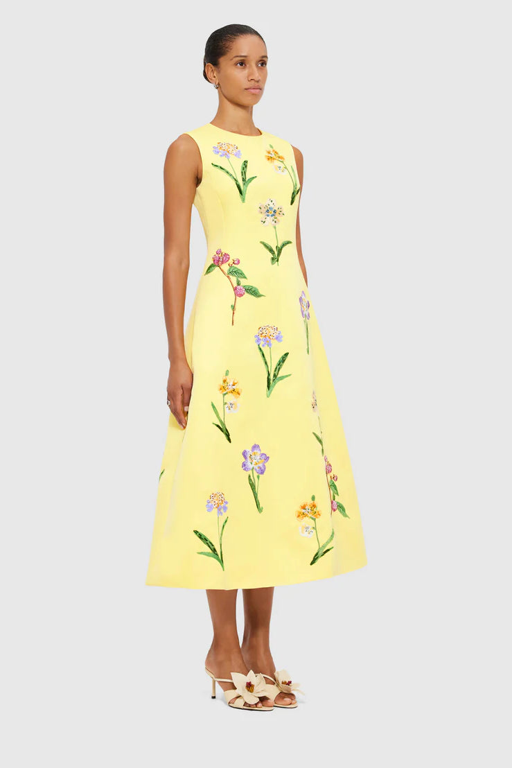 Leo Lin Cleo Sleeveless Midi Dress - Wild Flower Print in Sorbet