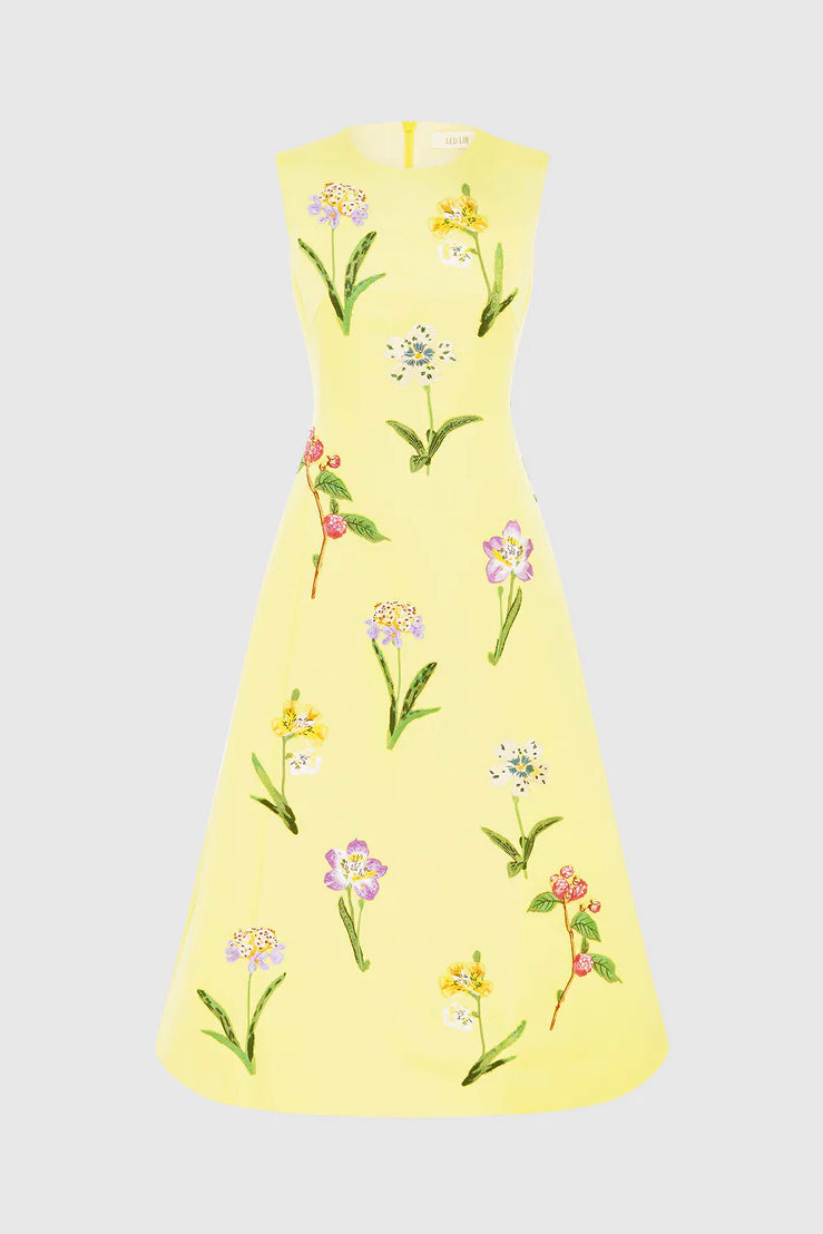 Leo Lin Cleo Sleeveless Midi Dress - Wild Flower Print in Sorbet