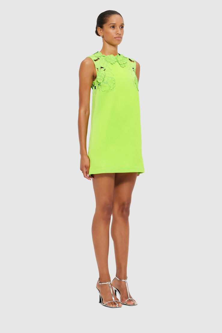 Leo Lin Blair Appliqué Mini Dress - Lime