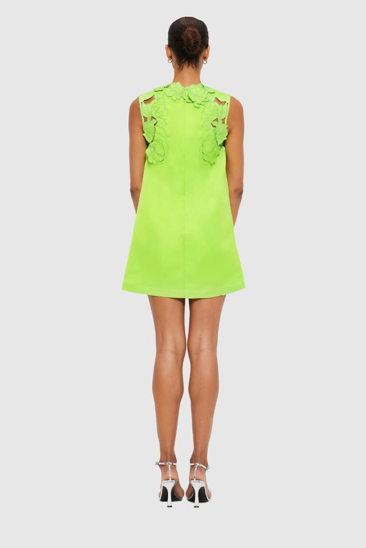 Leo Lin Blair Appliqu Mini Dress - Lime - Dress Hire AU Leo Lin Blair Appliqu Mini Dress - Lime - Dress Hire AU