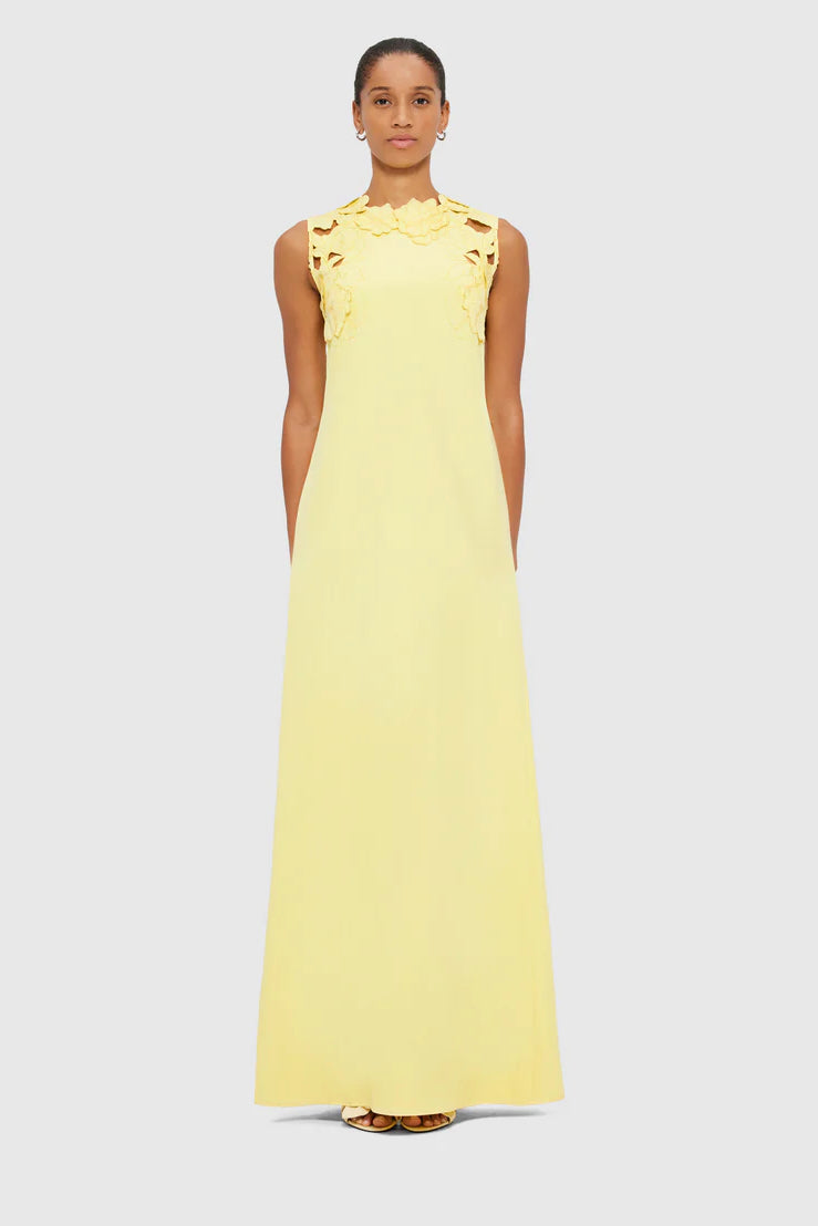Leo Lin Solene Appliqué Maxi Dress - Sorbet Yellow